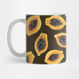 Papaya slices on dark brown Mug